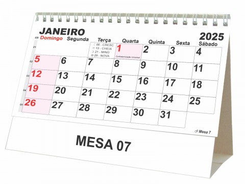 Calendário de Mesa 2025 - Mesa 7