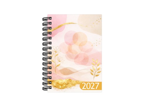 Agenda e Mini Agenda Estampa - Rosa/Dourado