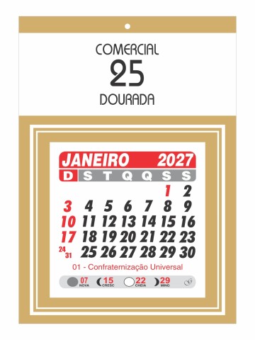 Calendário Comercial 25 - Dourada