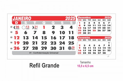Refil de Calendário de Mesa Grande 2025