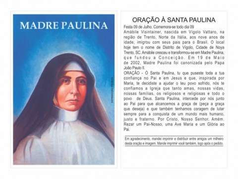 Oração de Promessa - Santa Paulina
