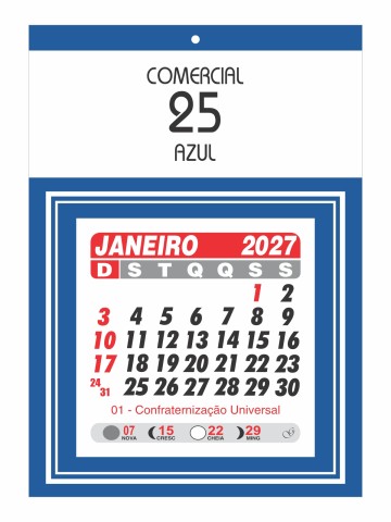 Calendário Comercial 25 - Azul