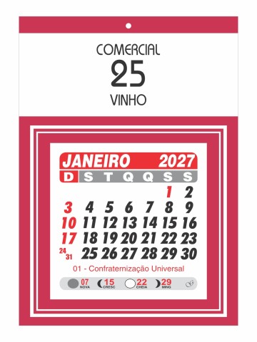 Calendário Comercial 25 - Vinho