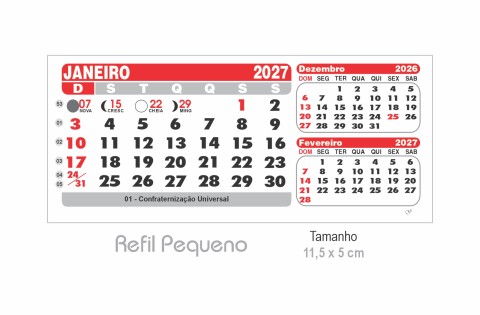 Refil de Calendário de Mesa Pequeno