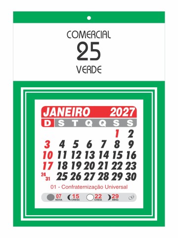 Calendário Comercial 25 - Verde