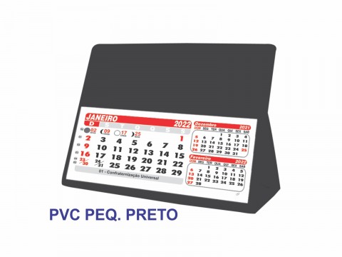 Calendário de Mesa 2022 PVC pequeno Preto